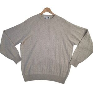 I Levrieri Cashmere Silk Cable Knit Sweater Men's Large L Beige Made in Italy